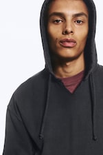 Washed Black - Cropped Loose Boxy Hoodie - 2