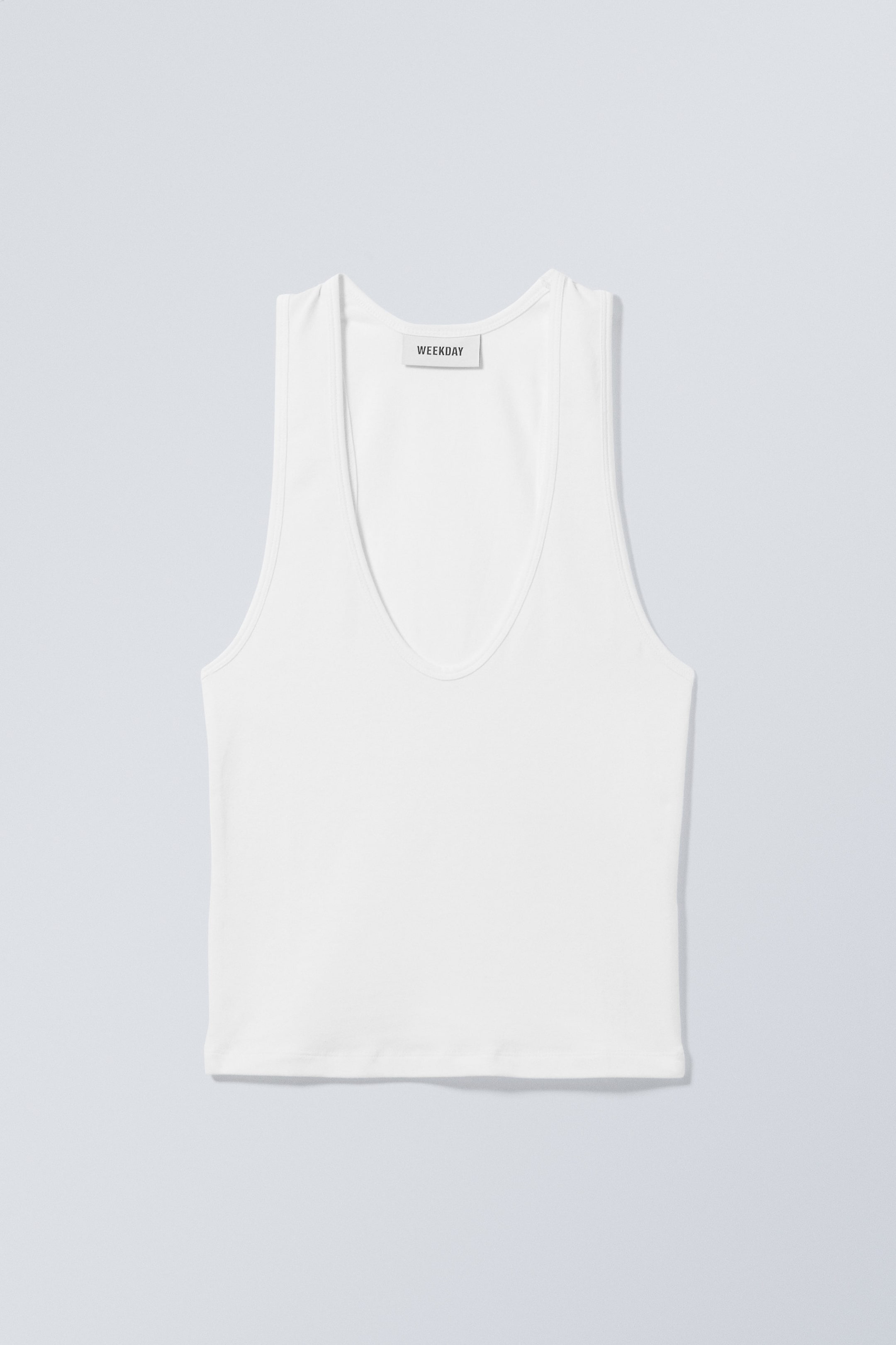 White - Deep U-Neck Tank Top - 0