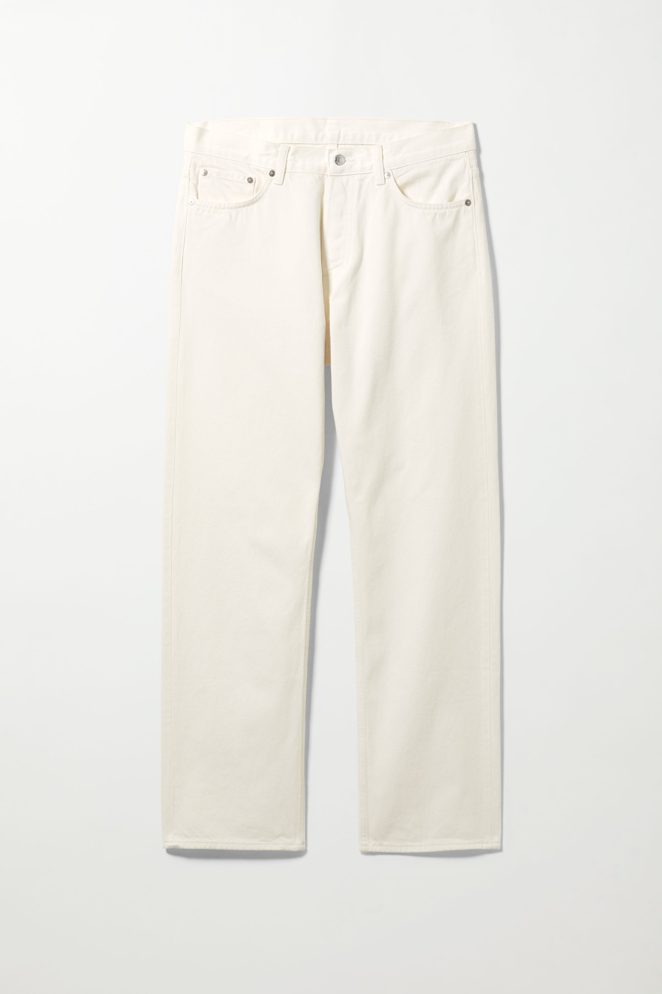 Cremeweiß - Space Mid Waist Relaxed Straight Jeans - 0