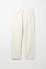 Cremeweiß - Space Mid Waist Relaxed Straight Jeans - 0
