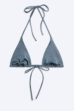 Staubiges Mittelblau - Triangel-Bikinioberteil mit Trägern - 0