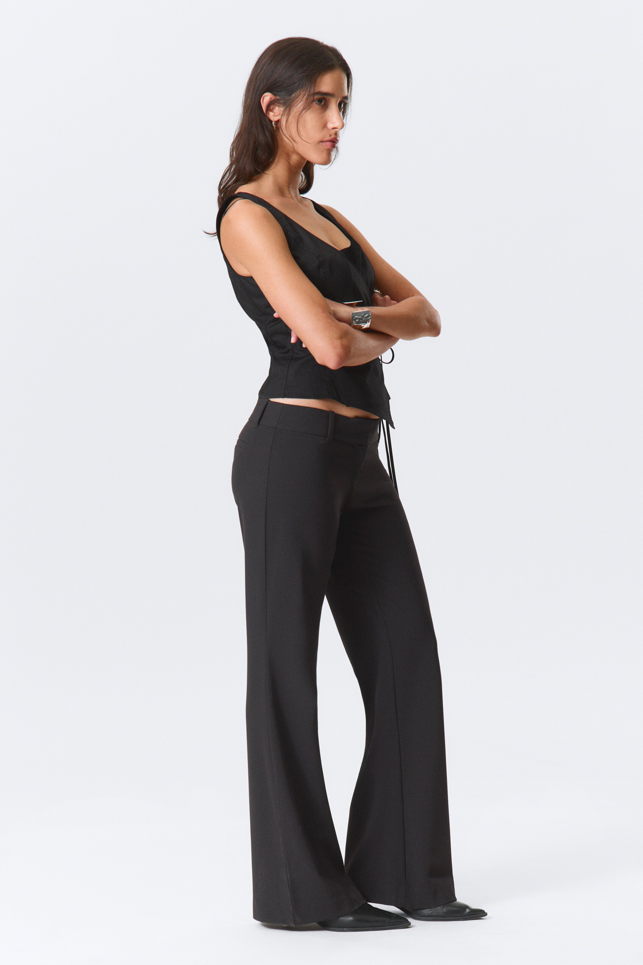 View larger image: Low-Rise Flared Suiting Trousers - Black - Ladies | H&M GB 3