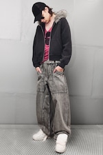 Smokey Black – svart - Dunno unisex løs Barrel-jeans med lavt liv - 2