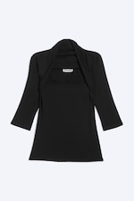 Svart - Figurnära lyocell bolero-topp - 4