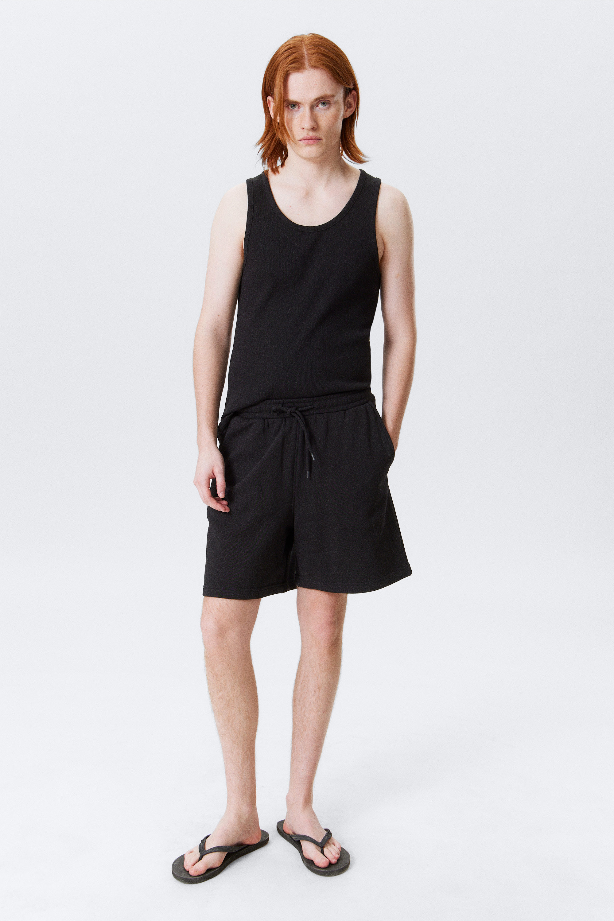 Black - Relaxed Terry Shorts - 1