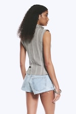 Dusty Grey - Sleeveless High‑Neck Zip Top - 3