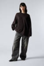 Washed Black - Long-Sleeved Oversized T-shirt - 1