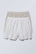 Staubgrau/Grau gestreift - Boxershorts 2er-Pack - 0