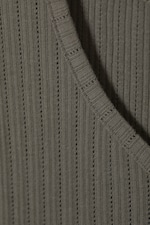 Dunkles Khaki - Lockeres Tanktop in Pointelle-Strick - 1