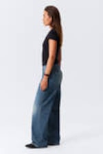 Mine Blue - Medium Blue - Ample Low Rise Loose Wide Leg Jeans - 2