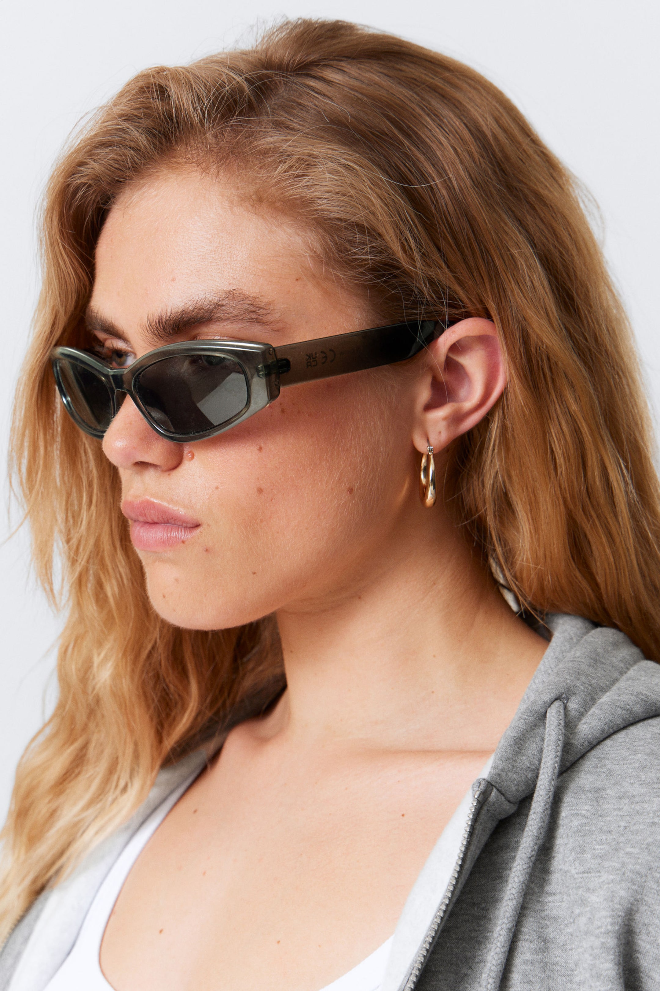 Transparent Khaki - Slide Curved Frame Unisex Sunglasses - 2