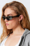 slide curved frame unisex sunglasses - Transparent Khaki