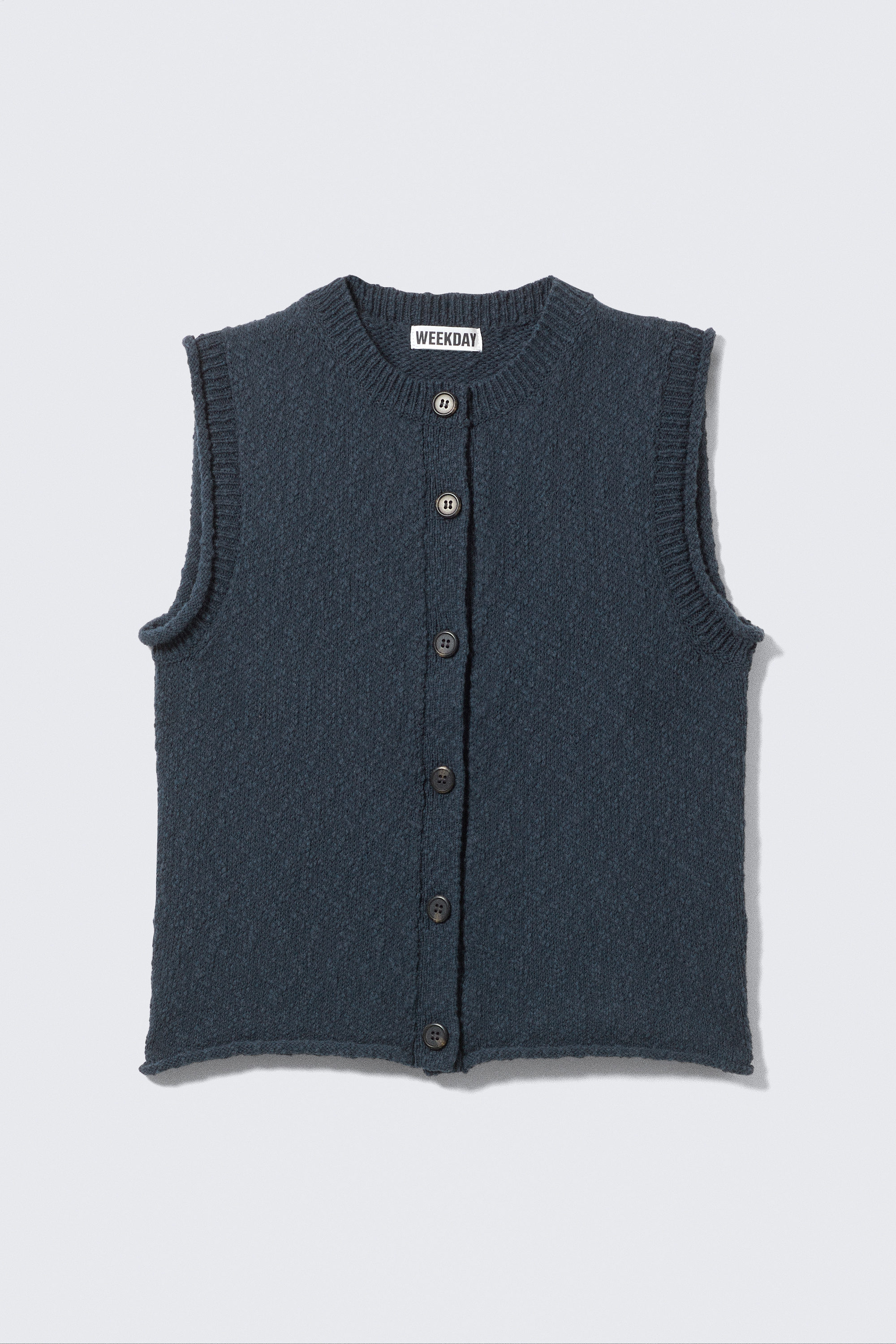 #3B3D4B - Knitted SingleBreasted Vest - 1