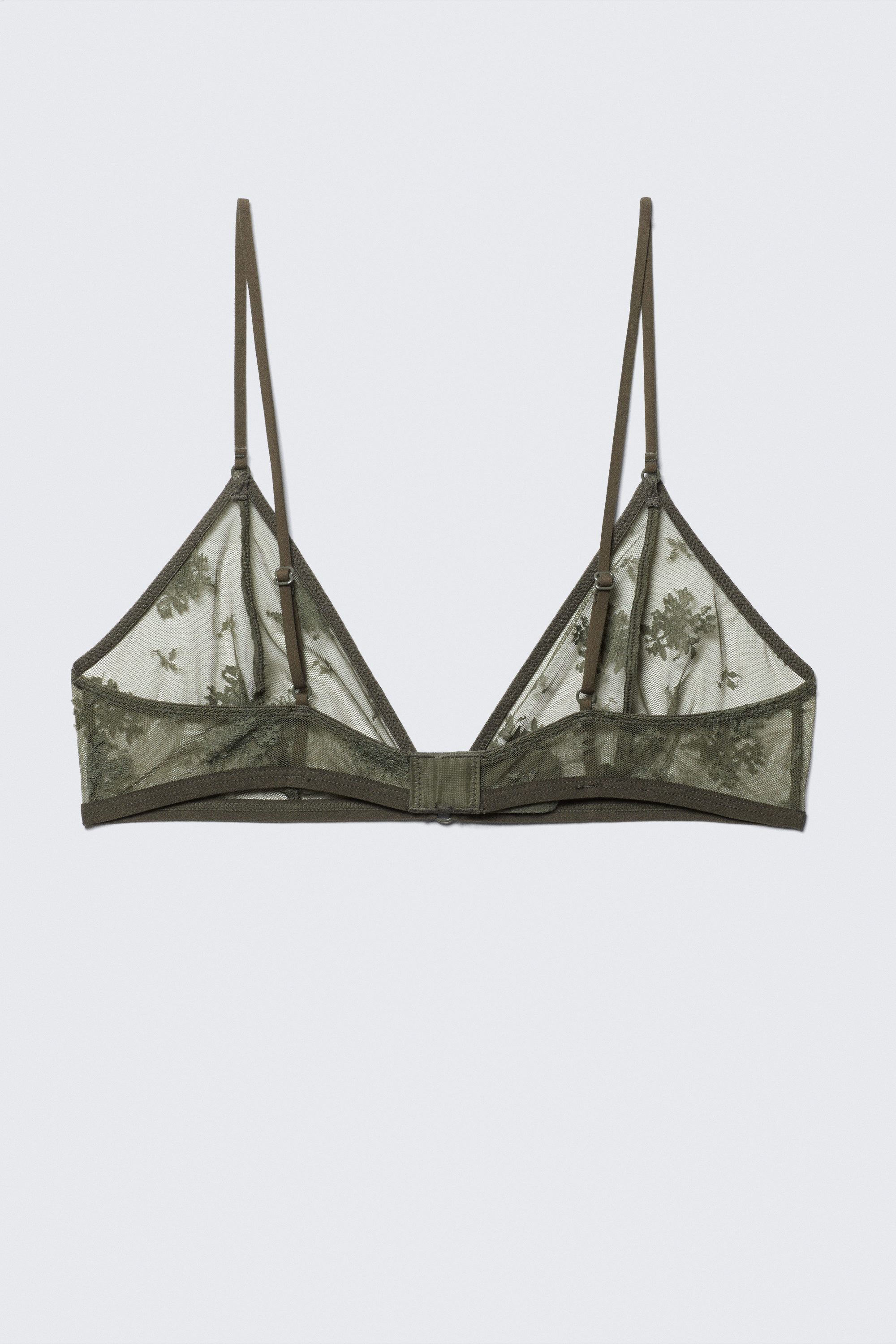 Dark Khaki Green - Mjuk triangel-BH i spets - 2