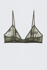 Dark Khaki Green - Lace Triangle Soft Bra - 1