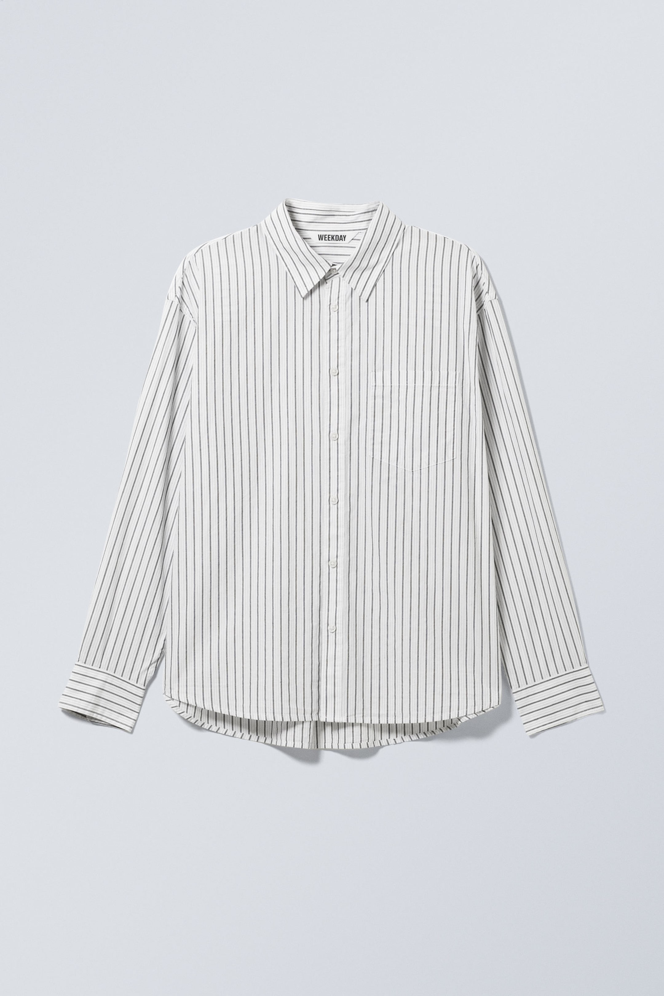 White - Black Stripe - Oversized Striped Shirt - 0