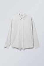 White - Black Stripe - Oversized Striped Shirt - 0