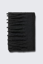 Black - Chunky Fringed Scarf - 0
