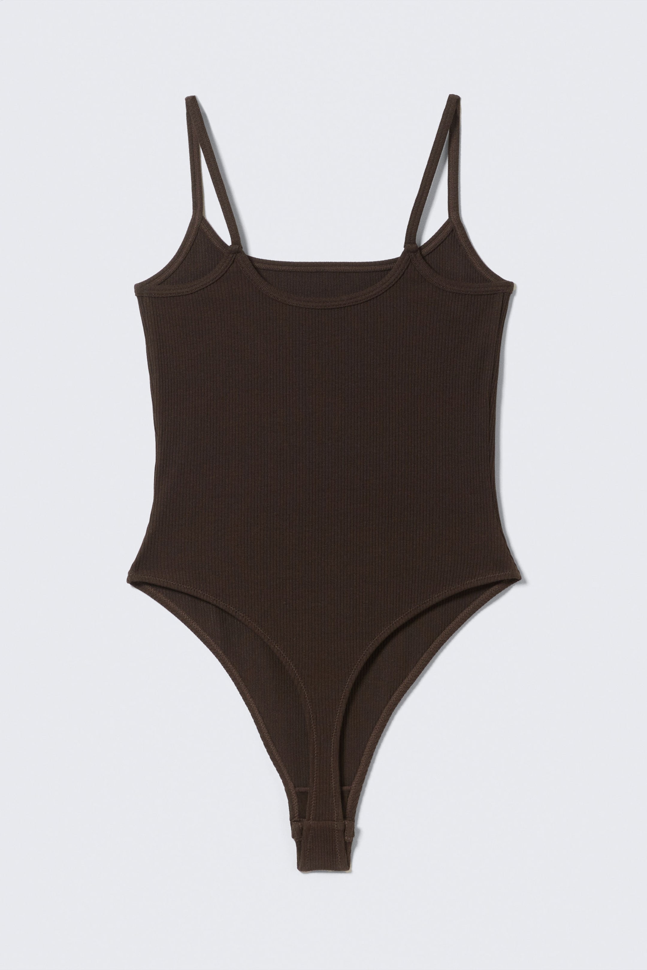 Dark Brown - Stella Ribbed Scoop-Neck Bodysuit - 2