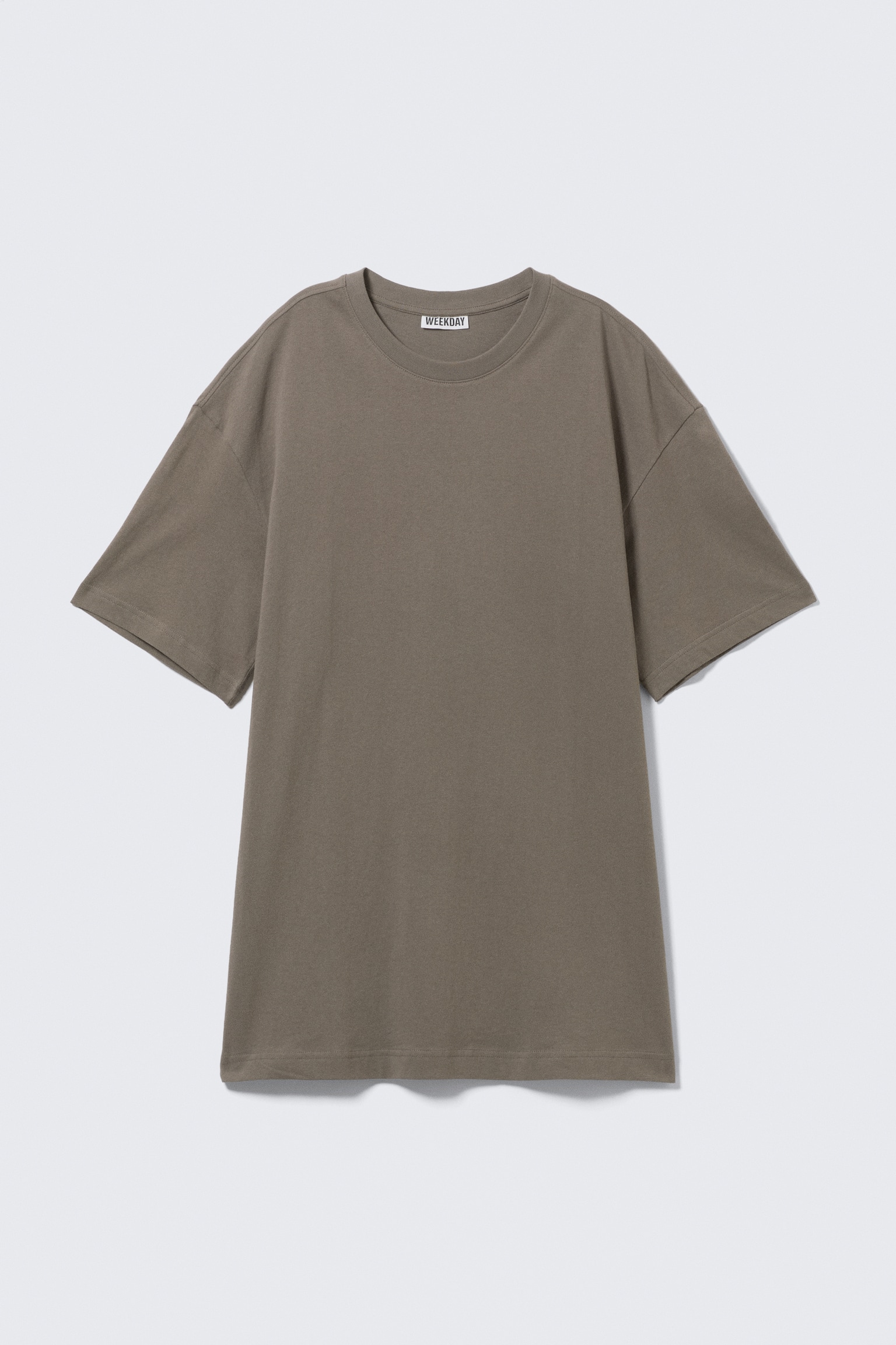 Oversized Cotton T-shirt Dress - Zachtgrijs/Wit - 2