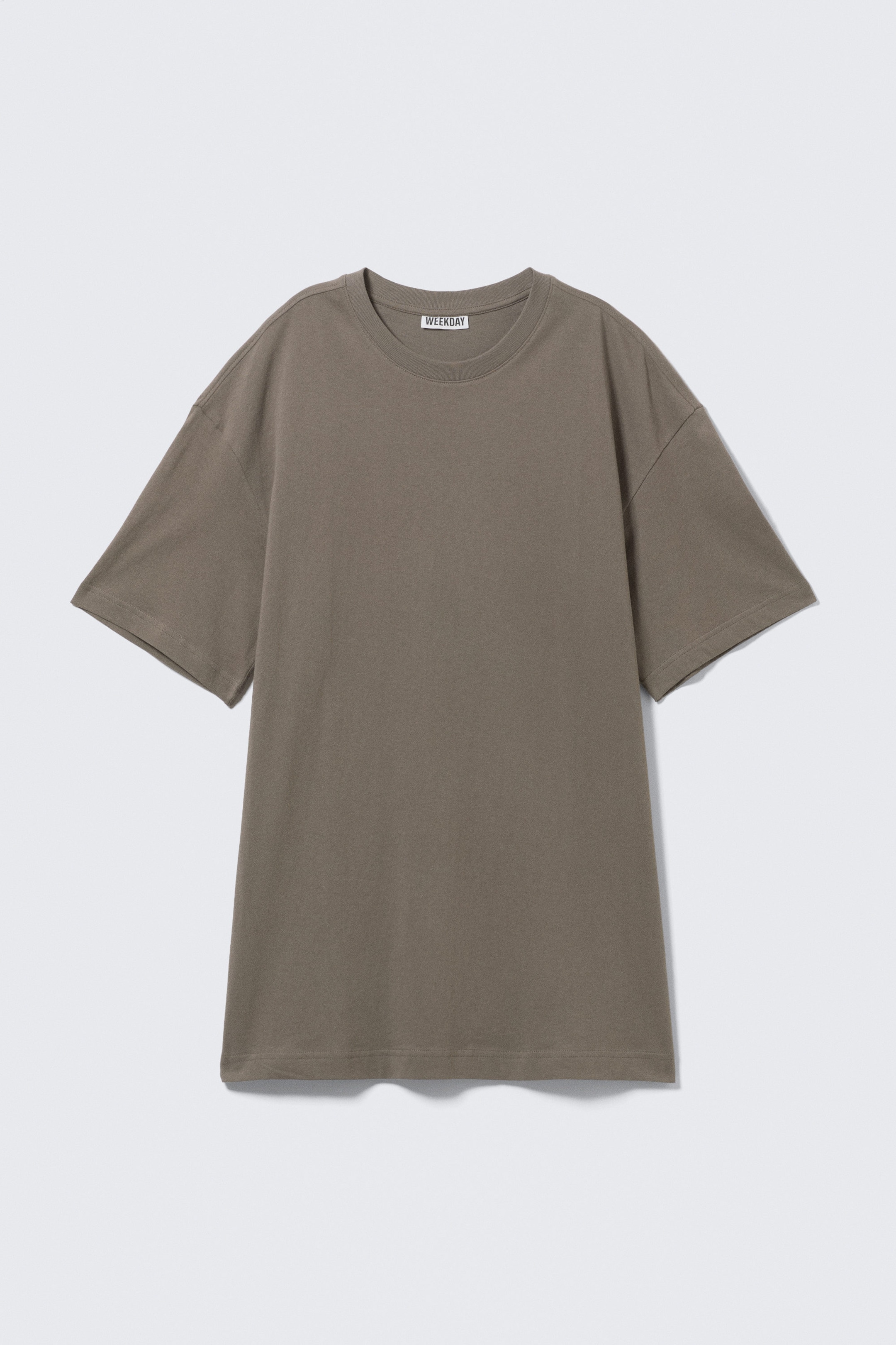 Staubgrau - Oversized T-Shirtkleid aus Baumwolle - 1