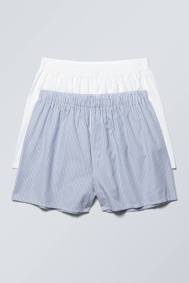 2-pack boxershorts - Vit, Blårandig/Lila schack Blå schack - 1