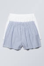 White, Blue Stripes - 2-pack Boxer Shorts - 0