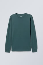 Dark Green - Relaxed Mid-weight Long Sleeve T-shirt - 0