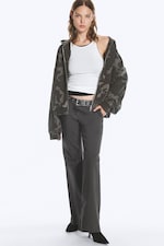 Grau/Camouflage - Oversized Hoodie mit Print - 1