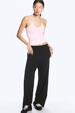 Light Pink - Slim Halterneck Cotton Top - 1