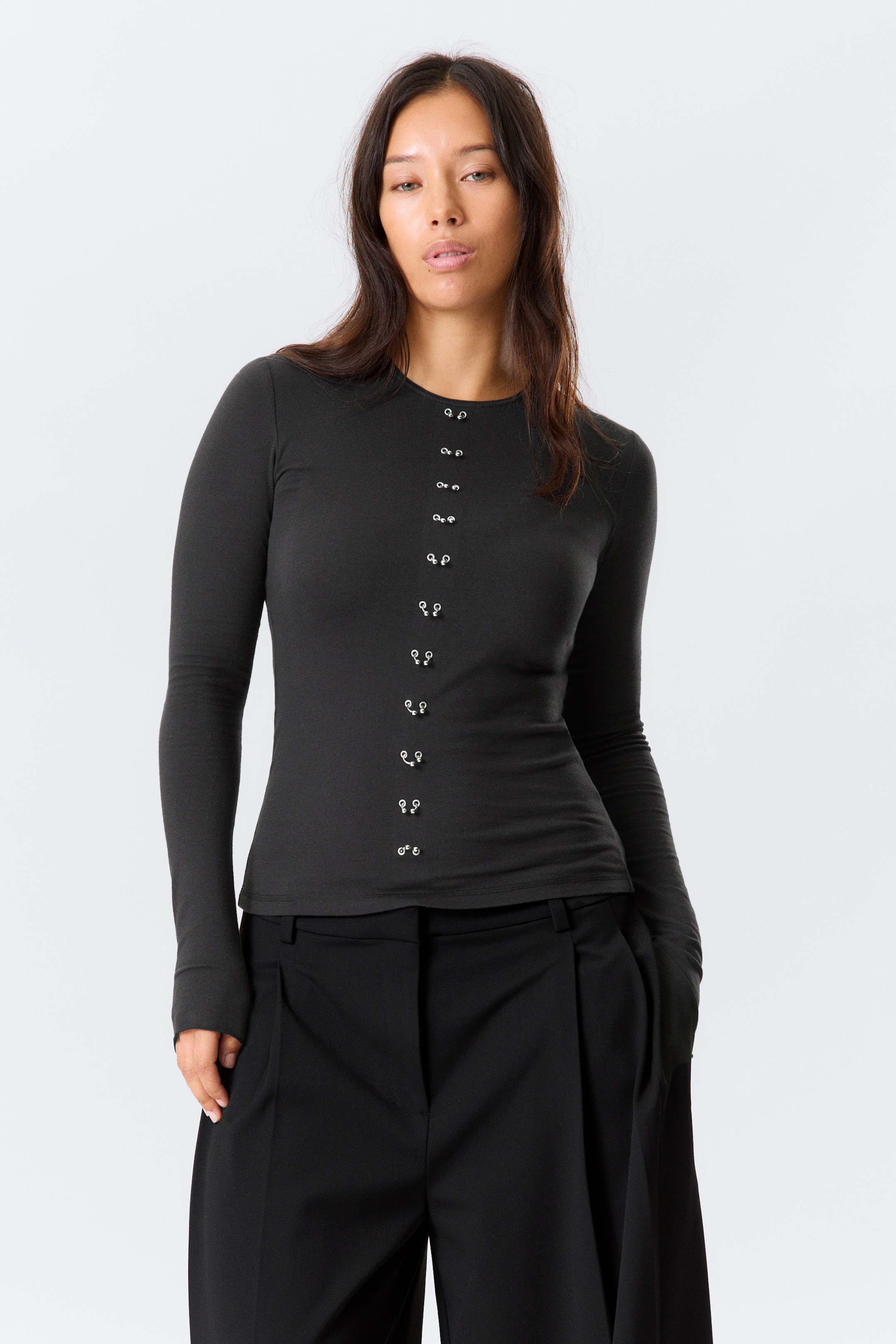 View larger image: Pierced Long-Sleeved Top - Black - Ladies | H&M GB 1