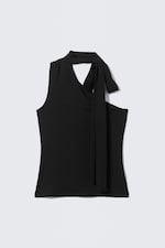 Black - Lyocell One-shoulder Tie Top - 3