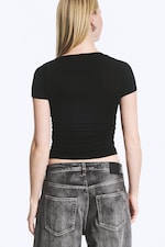 Noir - Top Henley à manches courtes - 3