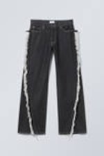 Black Rinse - Twist Relaxed Frayed Jeans - 0