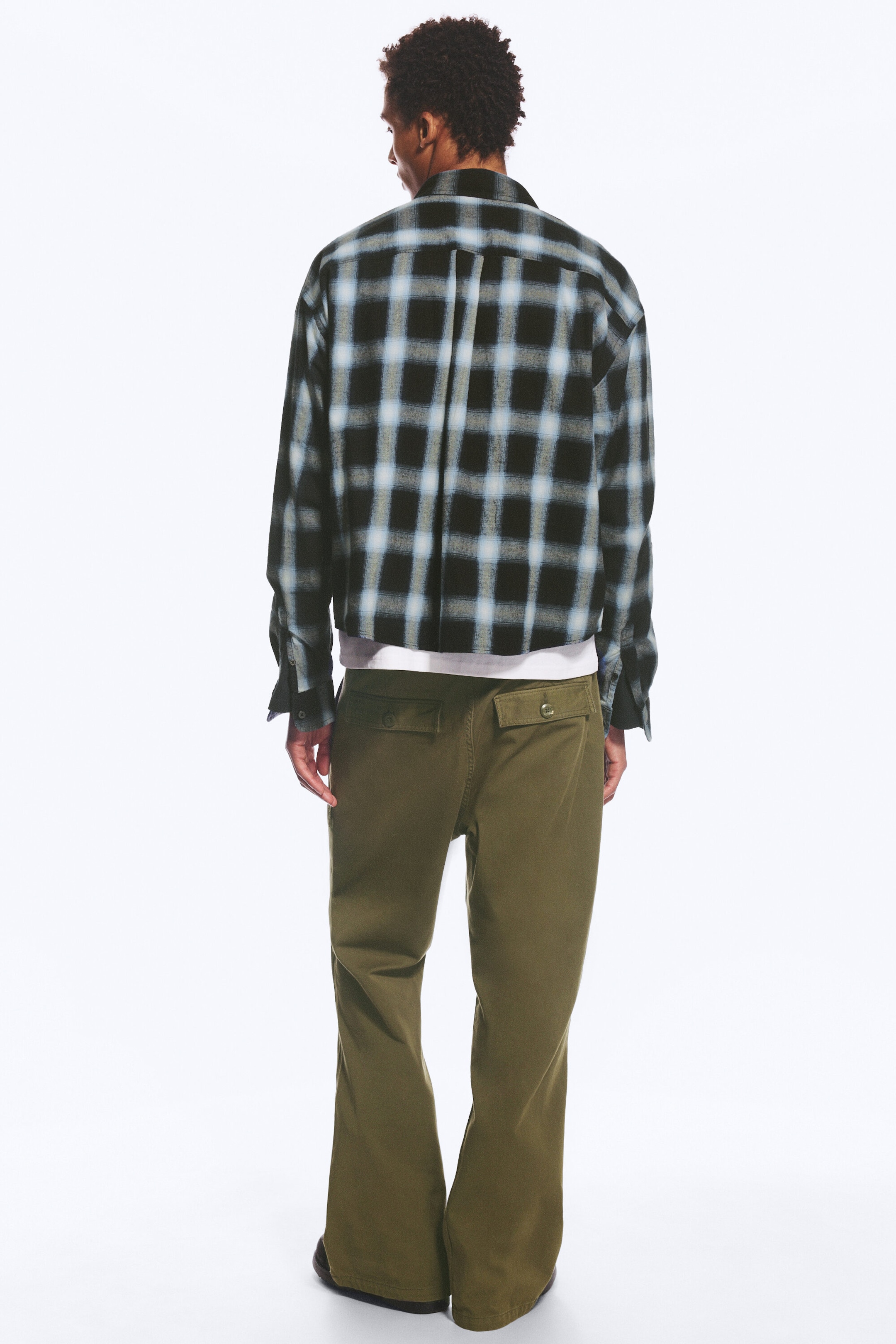 Navy/Grey Check - Loose Boxy Flannel Shirt - 6