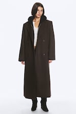 Dark Brown - LOGAN DOUBLE-BREASTED WOOL-BLEND COAT - 0