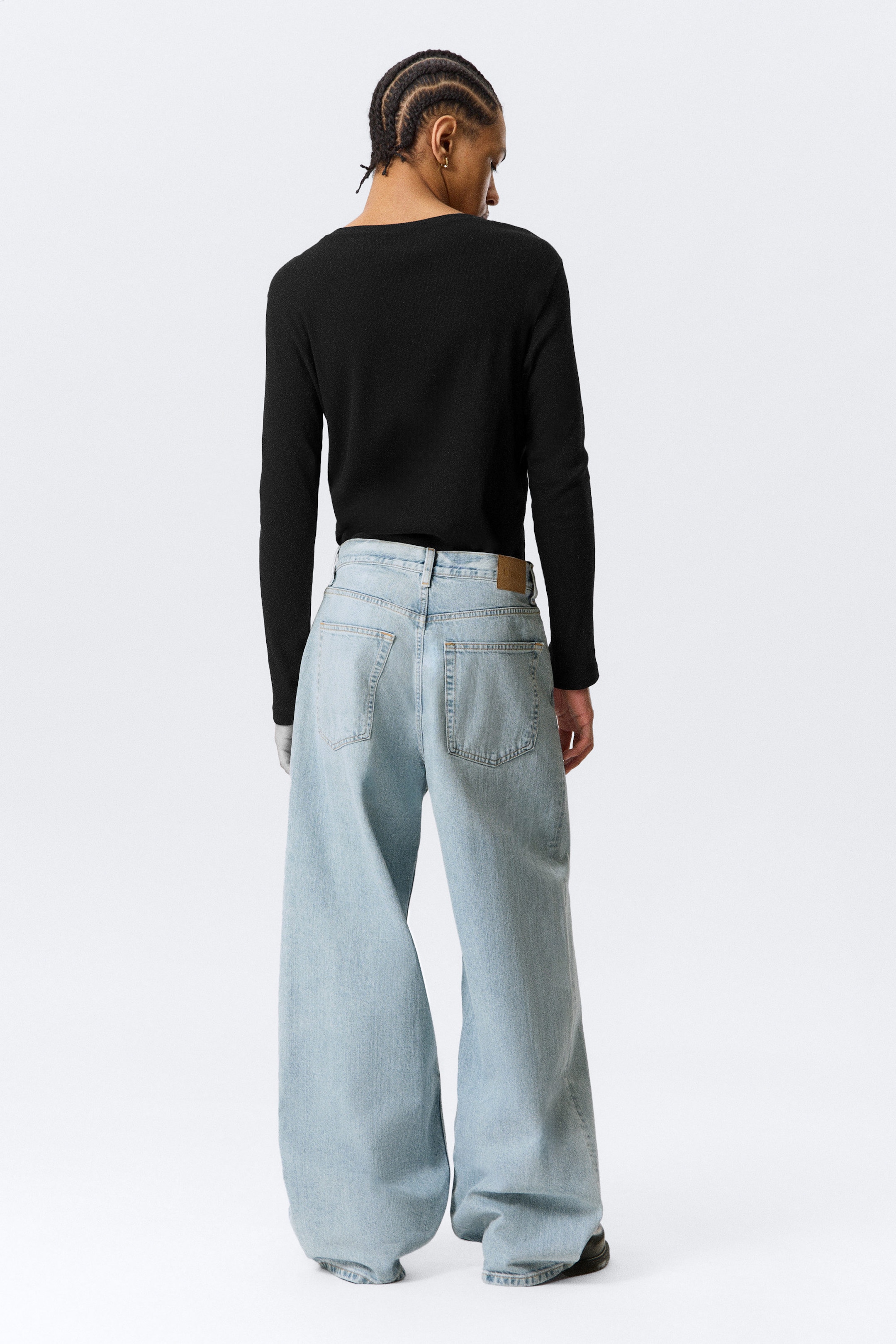 Dream Blue - Light Blue - Astro Mid Rise Loose Baggy Leg Unisex Jeans - 4