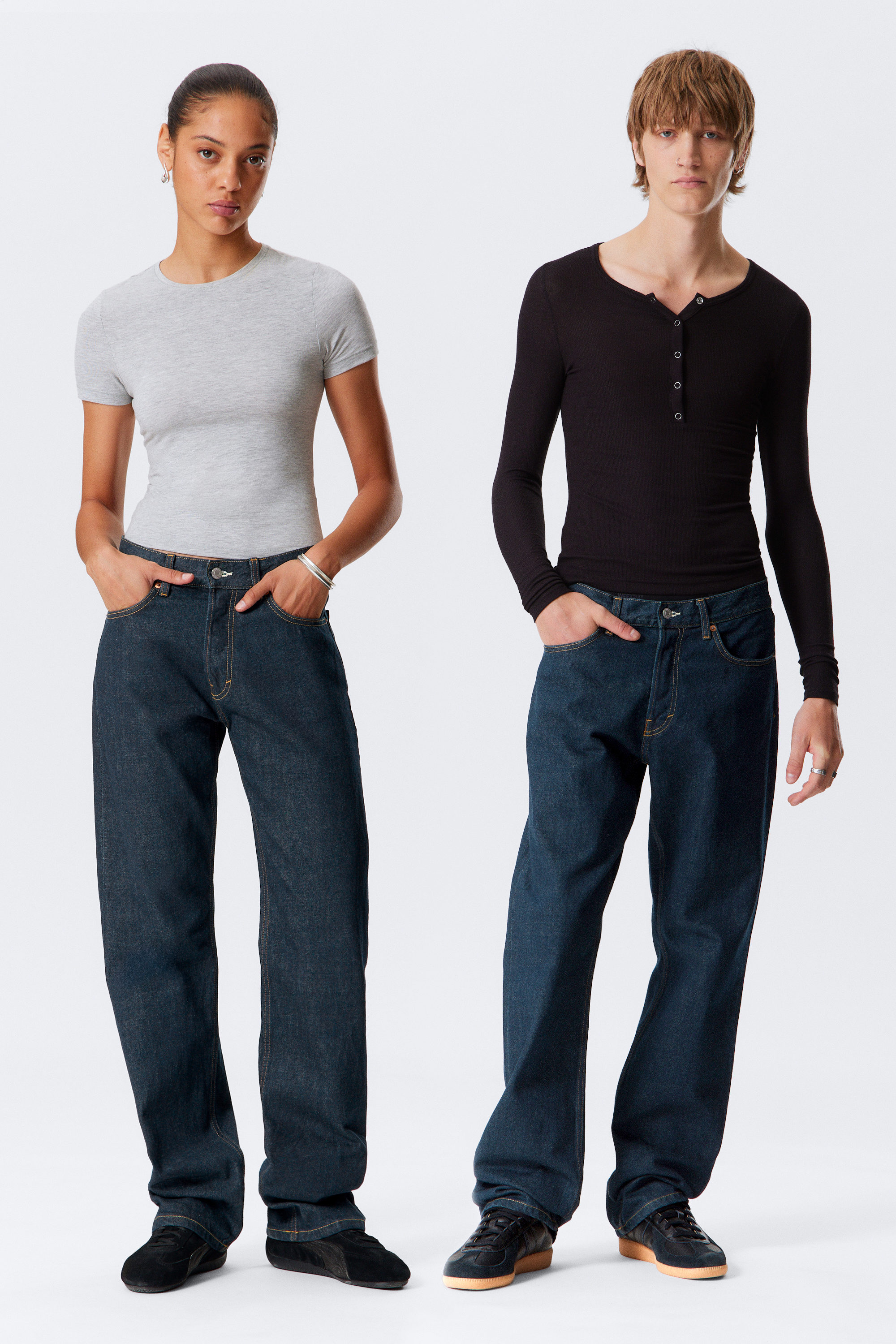 Blue Rinse - Orbit Mid Rise Regular Straight Leg Jeans - 1