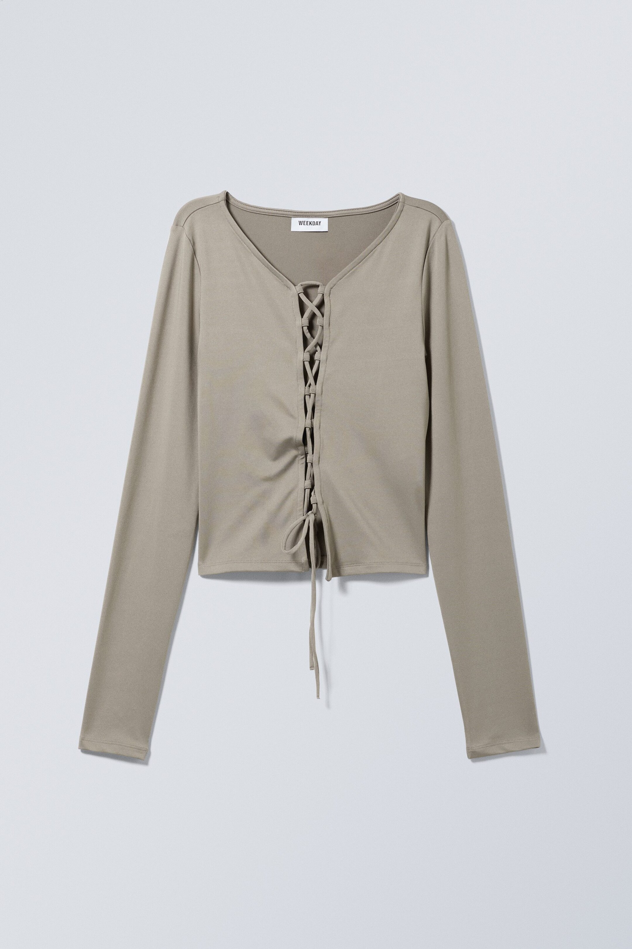 Beige - Haut lacé à manches longues - 0