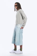 Ghost Blue - Light Blue - Void Mid Rise Loose Long Denim Shorts - 2