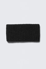 Black - Wide Ribbed Knit Headband - 1