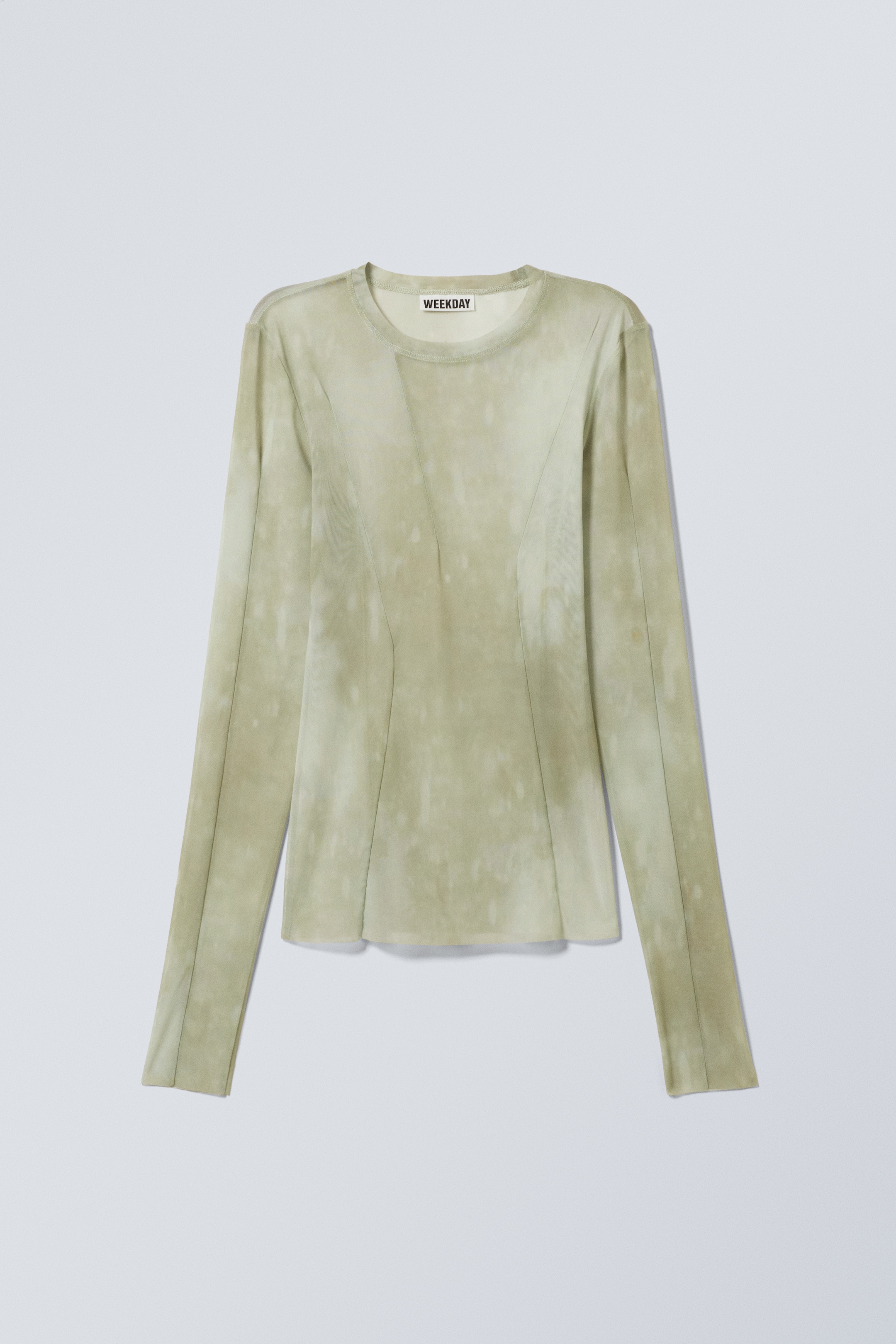 Vezi imaginea mai mare: Long-Sleeved Sheer Mesh Top - Bleached Sand - Dusty Beige - FEMEI | H&M RO 1
