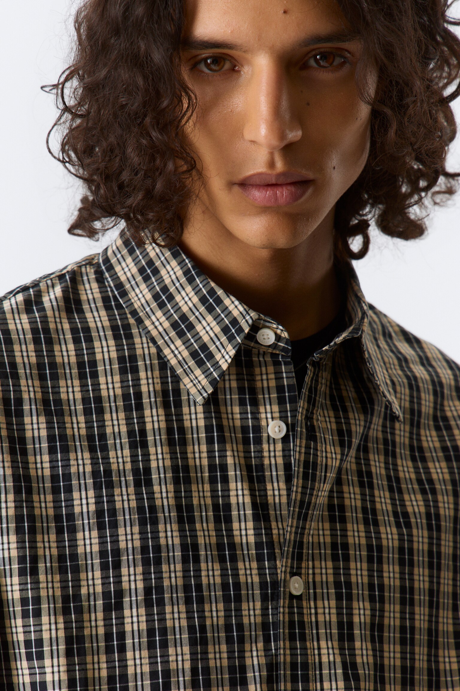 Oversized geruit overhemd - Geruit beige/Geruit wit/Donkerbruin geruit - 6