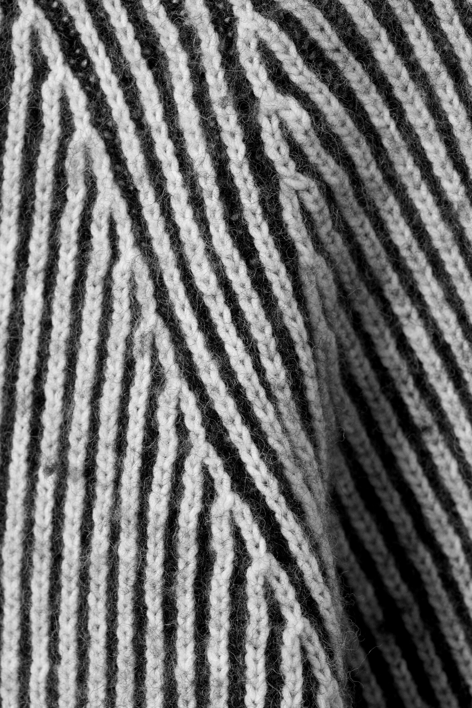 Knitted Two-Tone Wool Blend Sweater - Two-tone Light Grey/Two-tone Dark Brown - 3