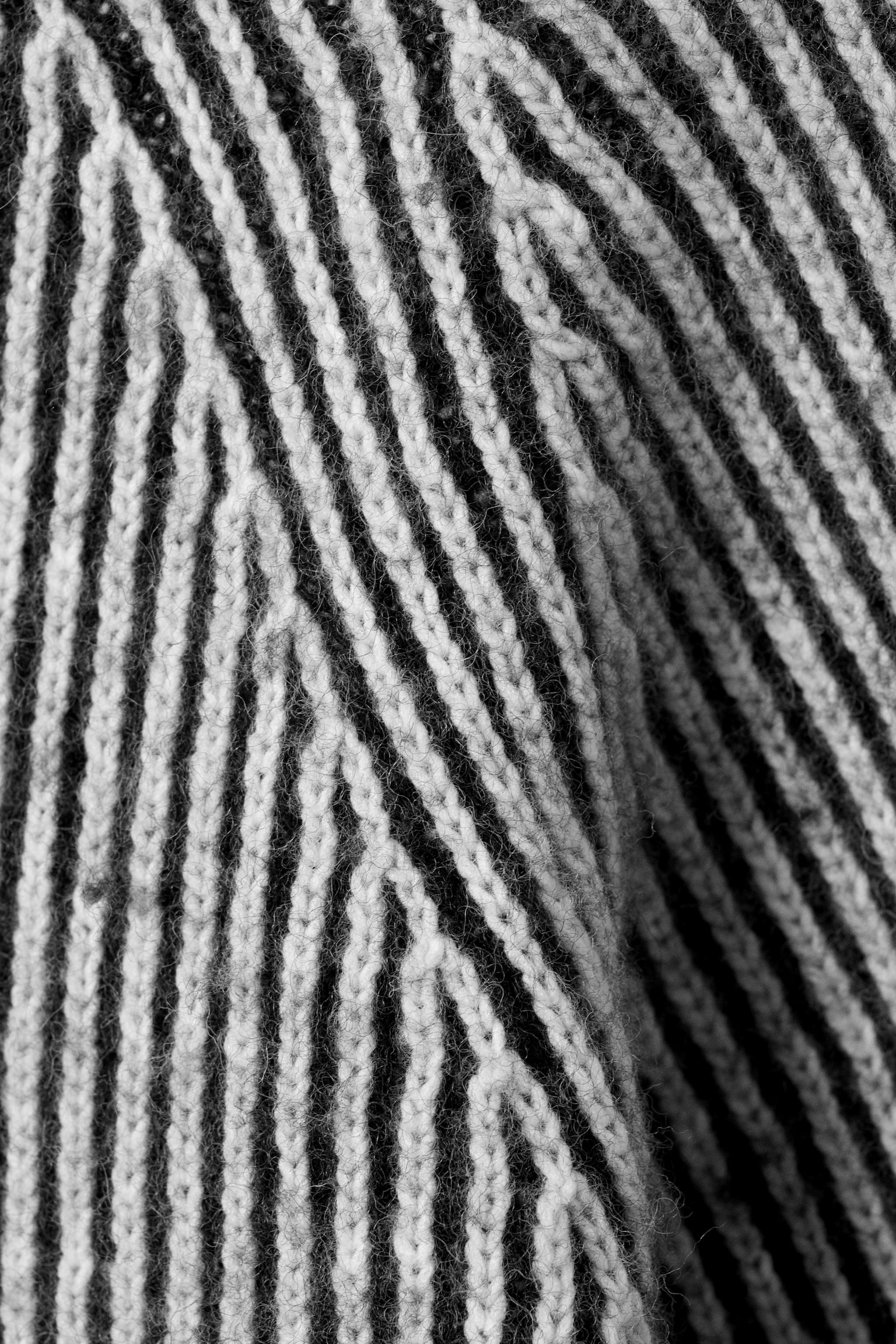 Knitted Two-Tone Wool Blend Sweater - Two-tone Light Grey/Two-tone Dark Brown - 4
