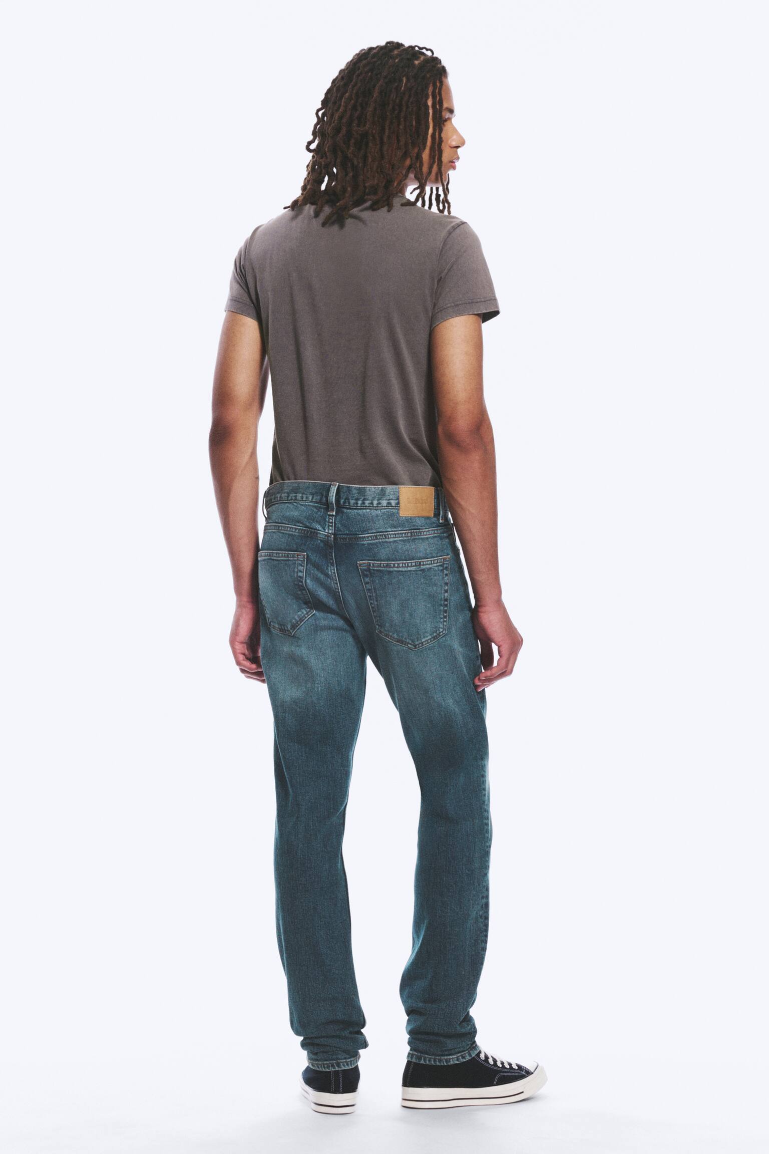 Sunday Mid Waist Slim Tapered Jeans - Thunder Blau - Mittelblau/Almost Black - Schwarz - 5