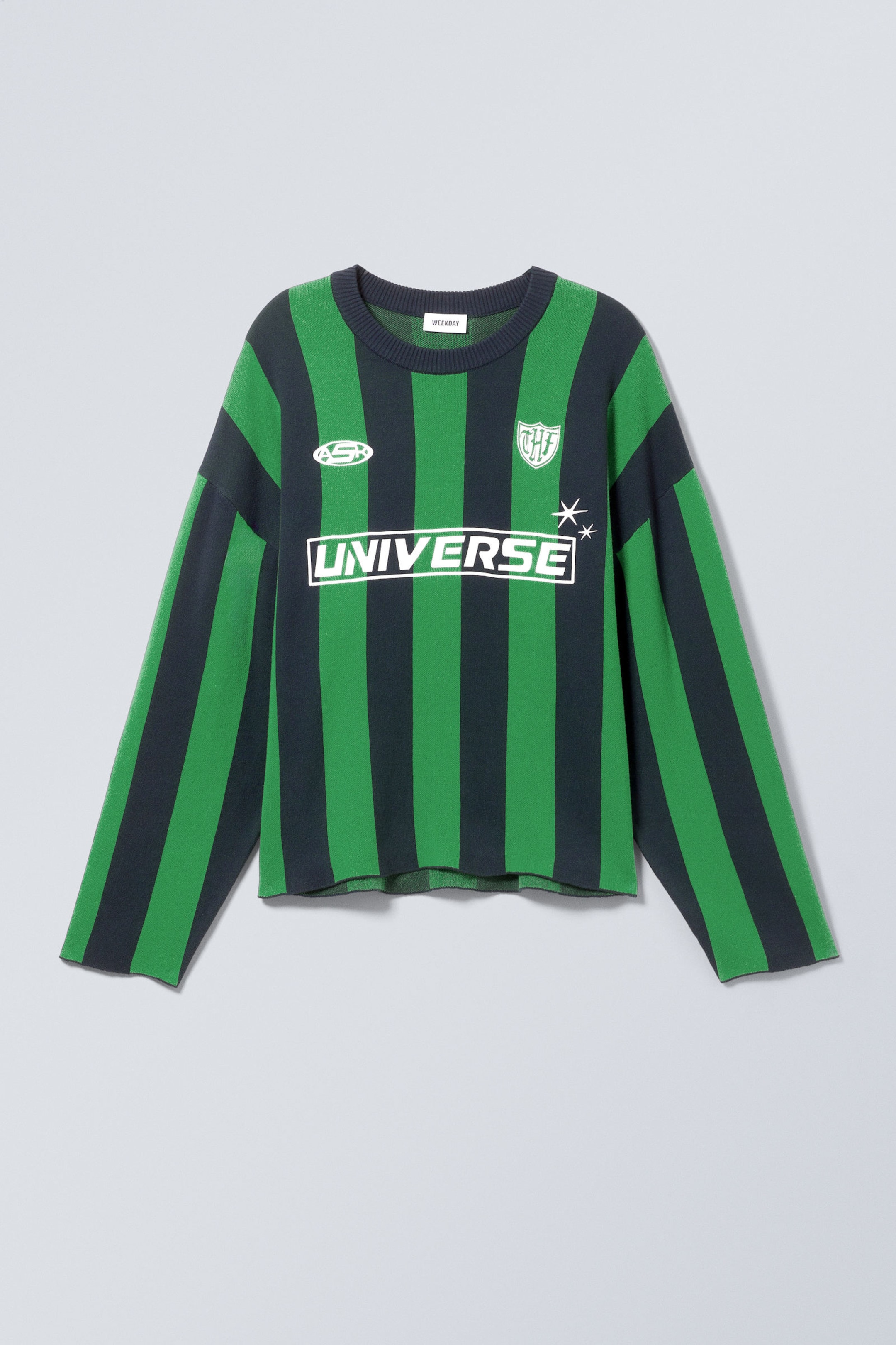 Green - Loose Soccer Team Knitted Sweater - 0