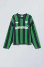 Green - Loose Soccer Team Knitted Sweater - 0