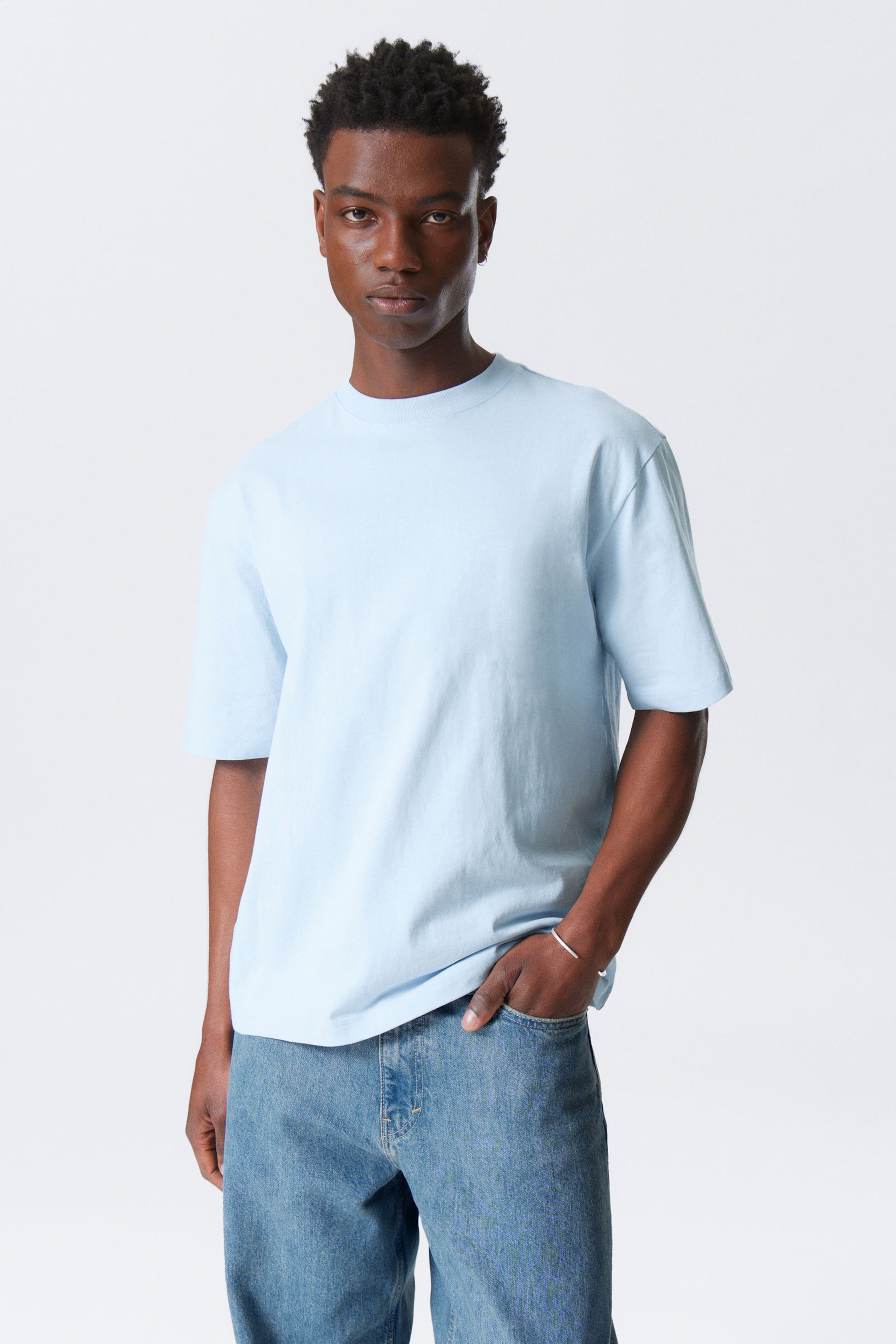 #BBCBDF - Relaxed Fit Short-Sleeved Cotton T-shirt - 1
