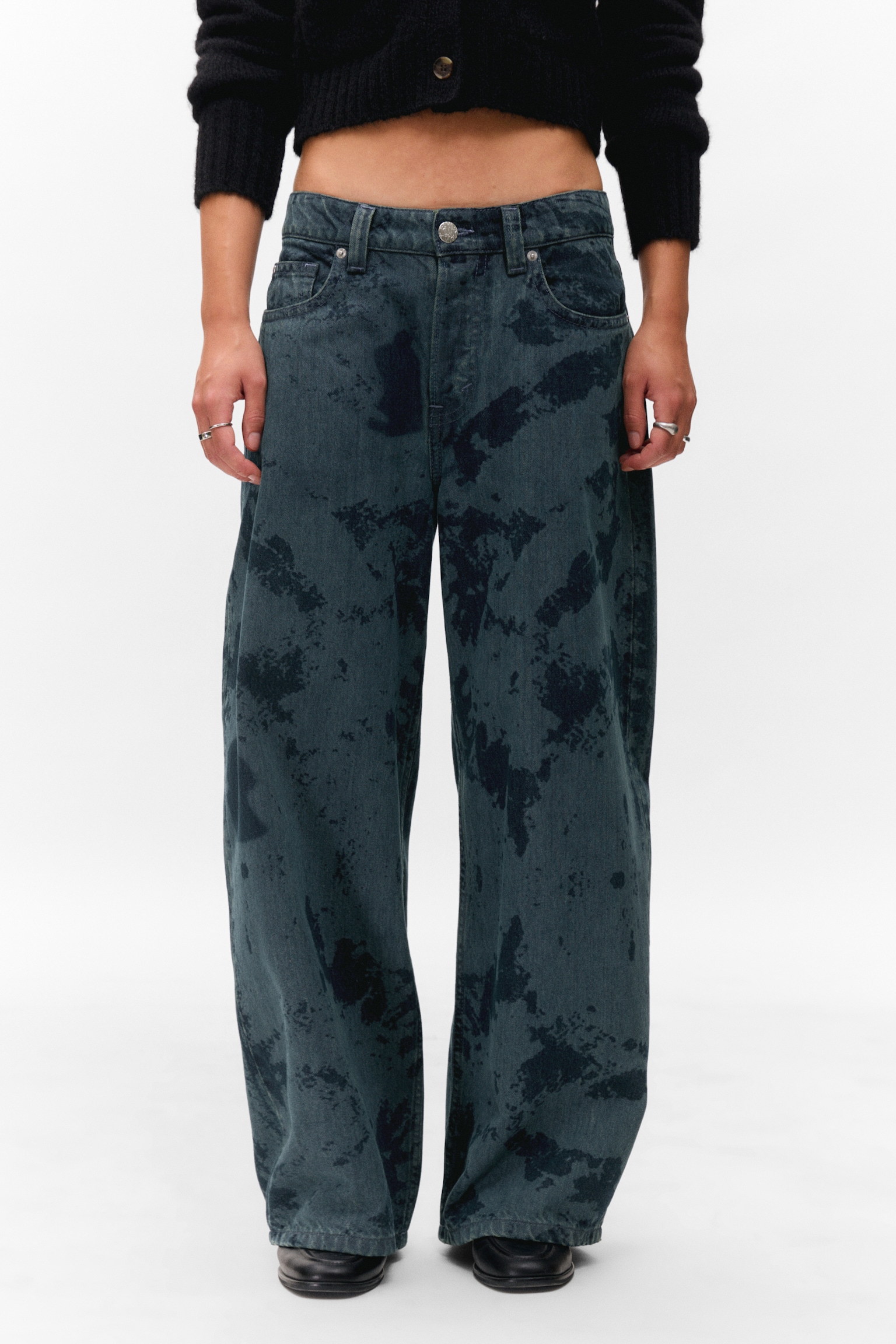 Peggy Low Rise Loose Baggy Leg Jeans - Aegean tie dye/Haunted Black - Black/Chaos Blue - Light Blue - 5